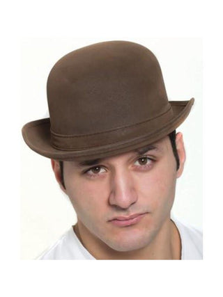 Brown "Leatherlike" Steampunk Derby Hat-COSTUMEISH