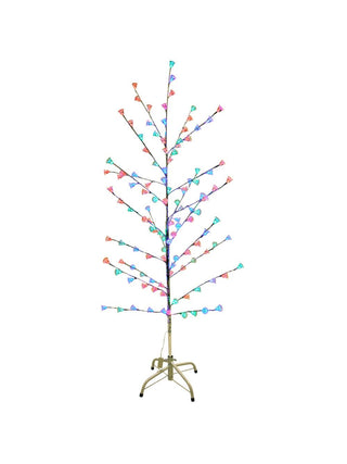 Silver 58" Retro Artificial Christmas Tree w/ Light Up Bells-COSTUMEISH