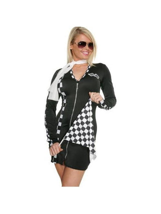 Adult Sexy Checkered Racer Costume-COSTUMEISH